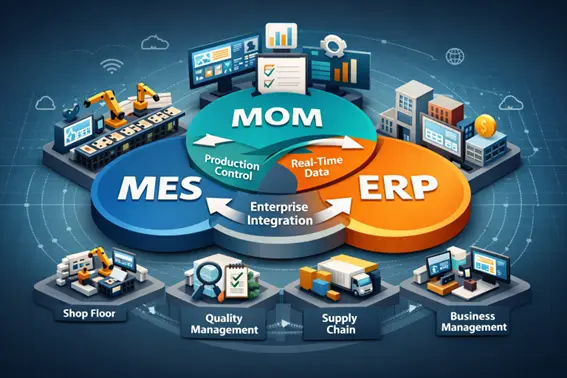 Difference between MES, MOM, ERP Image